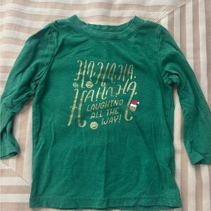 Cat & Jack Green Long Sleeve Tee with Gold Print